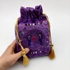 La Muci Velvet Tarot Card Bag - Drawstring Pouch for Tarot Deck Storage - Magic Purple Moon Lotus Bag- Jewelry Storage & Gift Bag with Gold Tassel Drawstrings, 6.6 x 9 inches