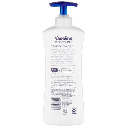 Vaseline Intensive Care Body Lotion, Advanced Repair Unscented, 20.3 oz