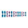 Short Press On Nails Oval Fake Nails Acrylic False Nails With Blue Flower Designs Artificial Blue Nails Press Ons Glossy Glue On Nails Short Full Cover Stick On Nails For Women