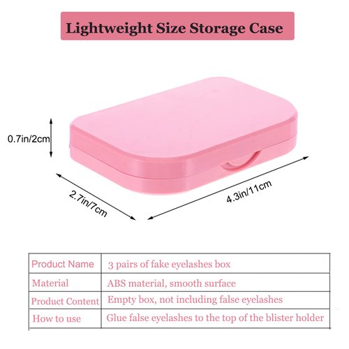 AREMOD Lash Mirror, Eyelash Case 3 Layer False Eyelash Holder Case Lash Organizers and Storage Empty Travel Cosmetic Eyelash Container with Mirror for Makeup(Pink)