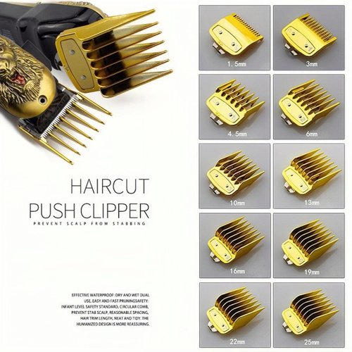 Clipper Guards Cutting Guides for Wahl with Metal Clip #37-500 – /8” to ”– Fits All Full Size Wahl Clippers (Glod-Pack of 10)
