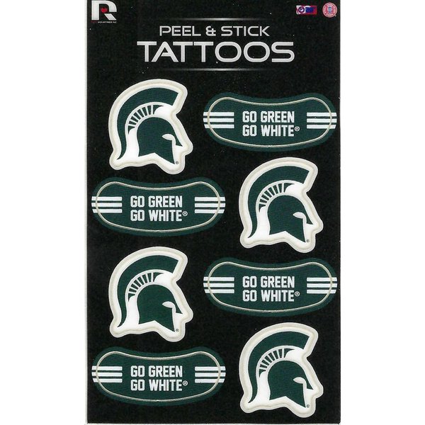 Rico Industries NCAA Michigan State Spartans Vertical Tattoo Peel & Stick Temporary Tattoos - Eye Black - Game Day Approved!