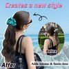 BUPPLER Ponytail Extension with Scrunchies Ponytail Wig Claw Clip in Fake Ponytail Hair Extensions Synthetic High/Low Pony Tail Hair Piece for Women (Green Scrunchie Brown Ash Blonde Wavy)