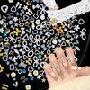 140 Pcs Flowers Assorted Nails Art Charms, Alloy Silver Gold Dangle Heart Star Butterfly Bowknots Crown Dollar Metal Nail Gems, 3D Mix Bow Heart Pearls Acrylic Nails Charms for Nails DIY