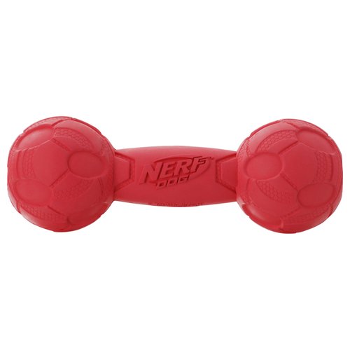 Nerf Dog 7in Bash Squeak Barbell - Red, Dog Toy