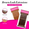TDANCE Dark Brown Lash Extensions Colored Lash Extensions 0.03/0.05/0.07/0.1/0.15mm C/CC/D/DD/J/B/L Curl Premium Brown Eyelash Extensions Salon Use (Dark Brown,0.15-C,8-15mm)