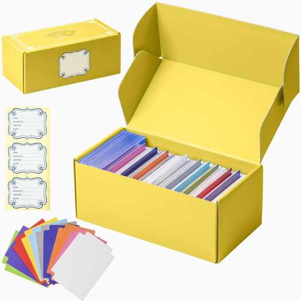 GWCASE Trading Card Storage Box, 400+ Card Box with 10 Dividers & Sticker, Playing Card Case Holder for MTG/for TCG/for CAH/for YuGiOh/Sports Cards-Yellow