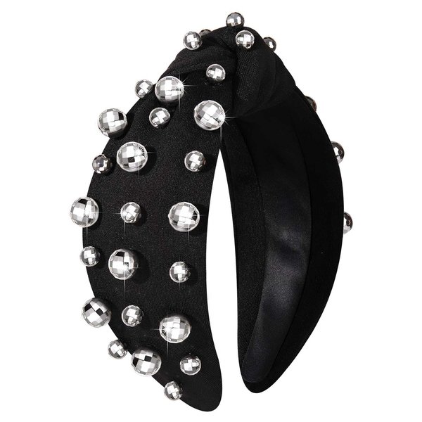 MOLOCH Disco Ball Headband for Women 70s 80s Disco Ball Knotted Headband Silver Mirrorball Ball Top Knot Headband Western Concert Hair Accessories New Year Gifts