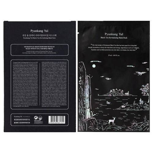 Pyunkang Yul Fermented Black Tea Revitalizing Mask Pack with Low Molecule Collagen, Shea Butter, Skin Revival, Elasticity Care, Deep Moisturizing, Korean Face Skin Care Facial Mask Sheet 25ml x 10ea
