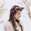 LLinfflr Women Floral Crown Boho Flower Headband Hair Wreath Floral Halo Headpiece with Ribbon Wedding Party Photos Purple