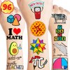 96 PCS Funny Cute Math Formula Symbols Temporary Tattoos Stickers Themed Birthday Party Decorations Supplies Decor Favors Mathematics Sticker Gifts For Kids Boys Girls Teachers Students School Prizes