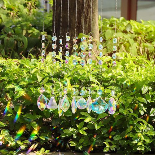 9 Pieces Sun Catchers Indoor Window Suncatcher Crystals Beads Rainbow Prism Balls Pendant Colorful Light Catcher Hanging Ornaments for Window Chandelier Office Home Garden Decor