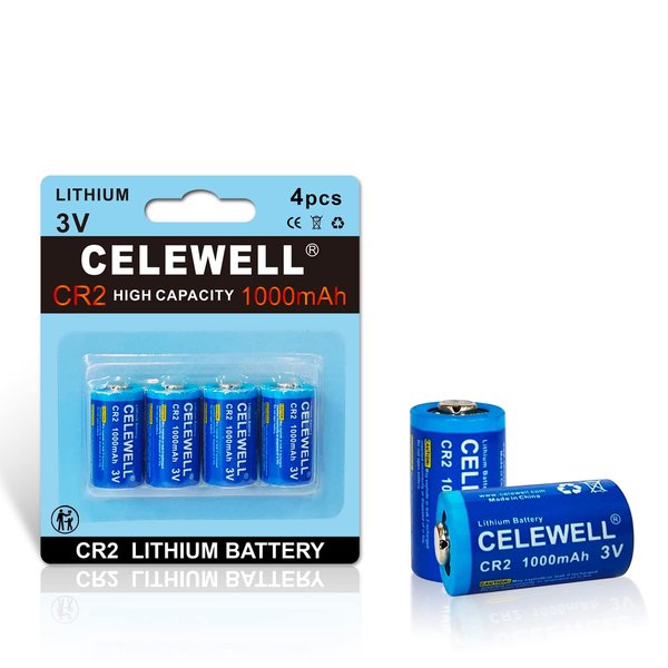 CELEWELL 【10-Year Warranty】 4Pcs CR2 3V 1000mAh Lithium Battery