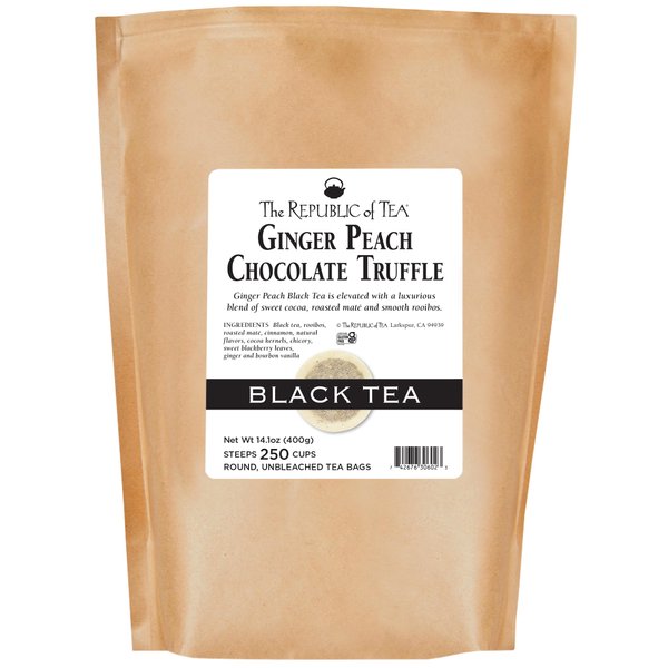 The Republic of Tea Ginger Peach Chocolate Truffle Black, 250 Tea Bags