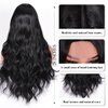 Vitorish Long Wavy Wig for Women, 28 Inches Middle Part Curly Wavy Wig Black Small Lace Resistant Fiber Synthetic Wigs for Daily Use (Black)