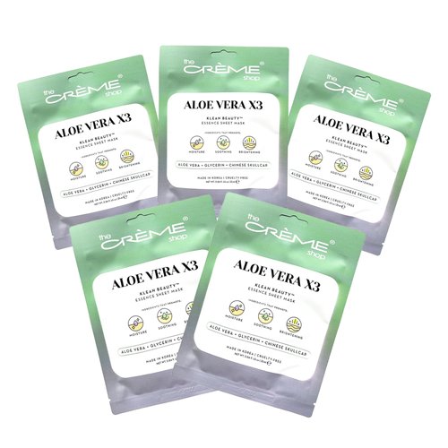 The Crème Shop Korean Skincare | Aloe Vera Face Sheet Mask 5 Pack