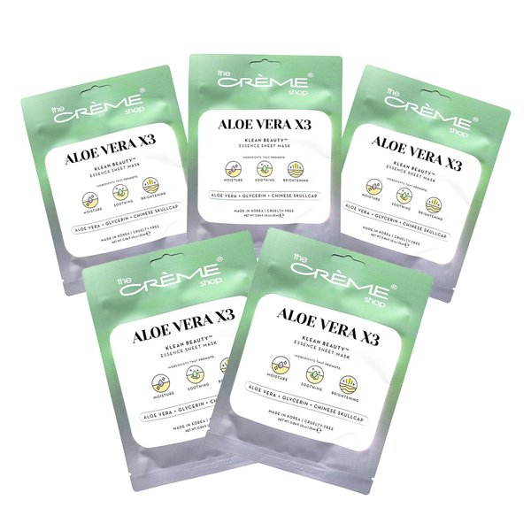 The Crème Shop Korean Skincare | Aloe Vera Face Sheet Mask 5 Pack