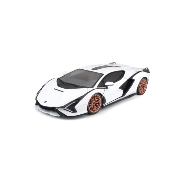 Lambor Sian FKP 37 White with Copper Wheels 1/18 Diecast Model Car by Bburago 11046WH
