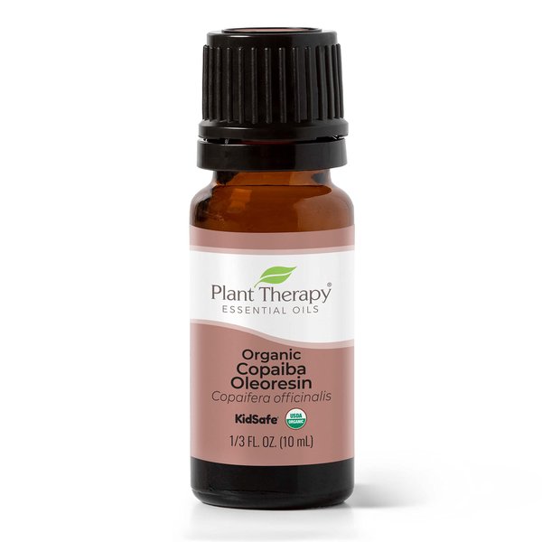 Plant Therapy Copaiba Oleoresin Organic Essential Oil 100% Pure, Undiluted, Natural Aromatherapy for Diffuser & Skin, Therapeutic Grade 10 mL (1/3 oz) Organic Copaiba Oil for Calming, Massage, Candles
