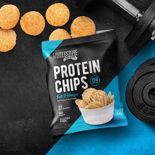 Protein Chips, 15g Protein, 3g Net Carbs, Gluten Free, Keto Snacks, Low Carb Snacks, Protein Crisps, Keto-Friendly, Made in USA (Sea Salt Vinegar, 7 Pack)