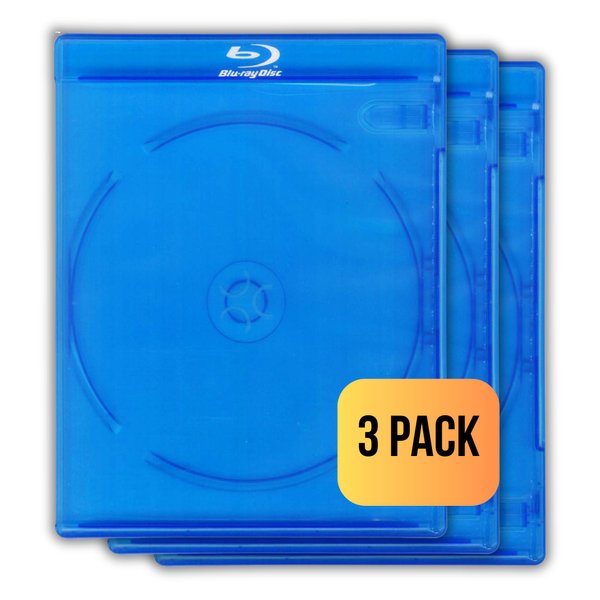 Original Single Blu Ray Cases (3 Pack) – Studio Quality Replacement Blu-ray Boxes | 1 Disc Storage Case | 12MM Standard Size | Eco-Friendly Blue Ray Cases