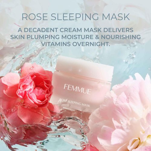 FEMMUE Rose Sleeping Mask Face Moisturizer (1.76 oz) | Hydrating Gel Mask to Soothe Dry, Red Skin | With Rose Water | Korean Skin Care