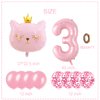 Cat Birthday Decorations, Cat Balloons, Pink 3 Balloon Number 40inch, Cat Themed Birthday Party Decorations, 3rd Birthday Decorations For Girl