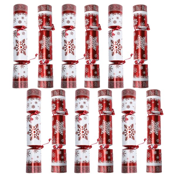 Christmas Party Favor Non-Snap Red & White Snowflake Design Party Table Favors with Holiday Party Favor Supplies for Kids and Adults, Christmas Parties, Dinners, and Holidays 12PCS