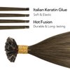 HOTBANANA U Tip Hair Extensions Human Hair, 22 Inch 50g 50s Balayage Chocolate Brown to Honey Blonde Pre Bonded U Tip Extensions Hot Fusion Keratin Utip Hair Extensions Straight K Tip Hair Extensions