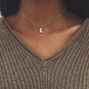 Yheakne Boho Moon Necklace Choker Silver Moon Phase Choker Necklace Crescent Moon Pendant Necklace Flat Moon Necklace Jewelry for Women and Girls (Silver)