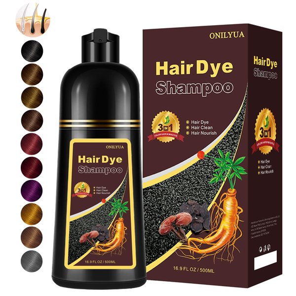 Instant Dark Coffee Hair Dye Shampoo for Gray Hair 3 in 1, Natural Hair Color Shampoo for Women Men Brown Colors in 10-15 mins, 100% Cover Long Lasting Hair Dye 16.9 Fl Oz (Dark coffee)