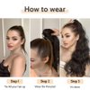 Pony Tail Hair Extainson,StrRid Ponytail Extension Claw Clip in Hair Extensions Ponytail 22"Wavy Ponytail Wig Curly Synthetic Fake Hair Daily londe Hair Pieces for Women 6 oz-Darkest Brown