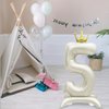Eoopoon 42 Inch Crown Cream White Number Balloon, Big Size Number 2 Balloon with Base for Boy Girl Birthday Party Decoration, Anniversary Decor Theme Party Supplies (Cream White 2)