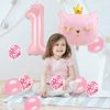 Cat Birthday Decorations, Cat Balloons, Pink 1 Balloon Number 40 inch, Cat Themed Birthday Party Decorations, One Balloons for 1st Birthday Decorations Girl