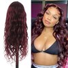 Miz Barn Lace Frontal Wigs 13X4X1 Human Hair Body Wave Wig Pre Plucked Lace Front Wigs Human Hair Brazilian Virgin Hair Lace Frontal Wig with Baby Hair Deep Curly Wigs for Women 26 Inch (BURGUNDY#)