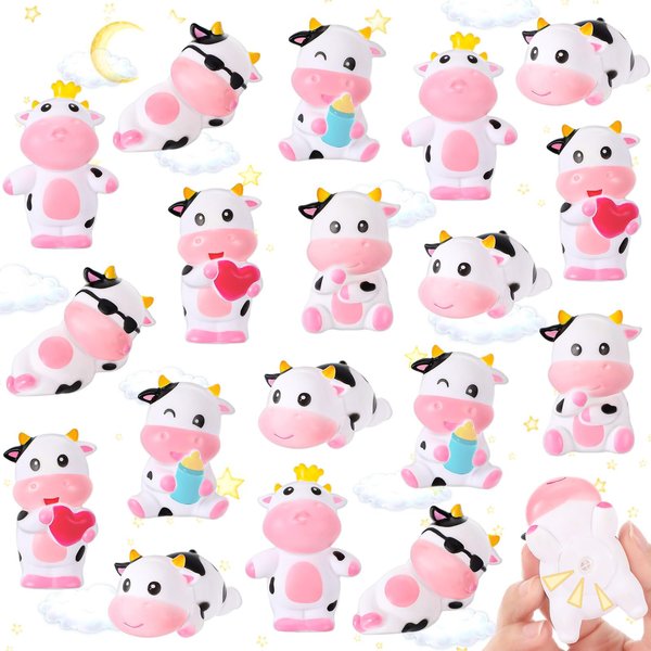 Jenaai 48 Pcs Cute Rubber Cows Bulk Squeak Floating Cow for Kids Bath Toys Rubber Animals Swimming Shower Bathtub Toy Favors for Party Baby Shower Pool Car Dashboard Decor Carnival Gift