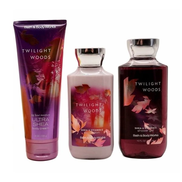 Bath & Body Works, Ultra Shea Body Cream, Body Lotion, Shower Gel, Twilight Woods Bundle (3-Pack)