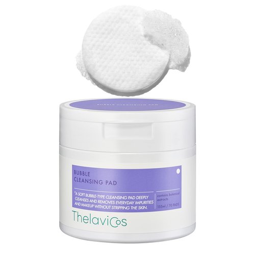 ThelaviCos Bubble Cleansing Pad | Easy makeup remover, facial cleansing pad, gentle & refreshing cleansing without feeling stripped, travel friendly | Korean Skincare for sensitive skin (70 Pads)
