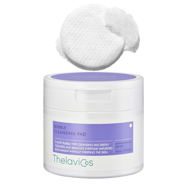 ThelaviCos Bubble Cleansing Pad | Easy makeup remover, facial cleansing pad, gentle & refreshing cleansing without feeling stripped, travel friendly | Korean Skincare for sensitive skin (70 Pads)