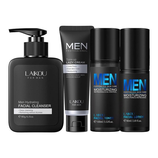 Men Skin Care Set, Facial Cleanser, Tone Cream, Toner, Lotion, Moisturizer, Cleaning