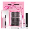 DIY Lash Extension Kit Cluster Lashes Kit with 120 Pcs Lash Clusters Lash Bond Overnighter Remover Eyelash Applicator Beginner DIY Lashes Kit Easy to Use(DIY Lash Kit-Flutter)