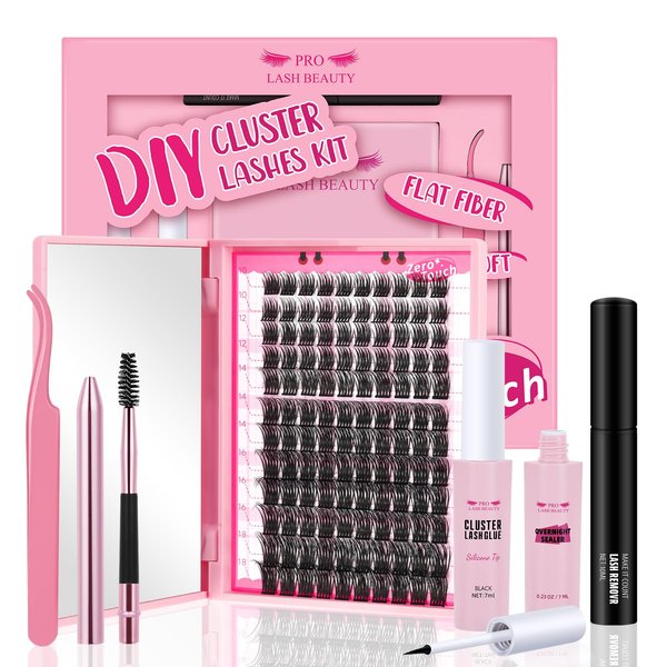 DIY Lash Extension Kit Cluster Lashes Kit with 120 Pcs Lash Clusters Lash Bond Overnighter Remover Eyelash Applicator Beginner DIY Lashes Kit Easy to Use(DIY Lash Kit-Flutter)