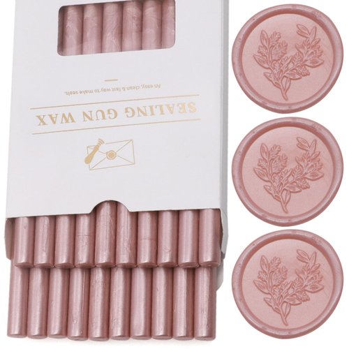 Rose Gold Wax Seal Sticks 20pcs, Andotopee Glue Gun Wax Seal Sticks for Wax Seal Stamp, Premium Sealing Wax for Envelope Letter Seal Wedding Invation Craft Adhesive, Great Gift Ideas (Mini Size)