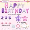 Birthday Banner, 3D Mylar Foil Happy Birthday Balloons, 26pcs Birthday Party Decorations with 8pcs Star Balloons for Kids Girls Women Adults Ecofriendly Party Supplies, Pantone