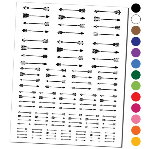 Set of Bow Arrow Pointers Temporary Tattoo Water Resistant Fake Body Art Set Collection - Black (One Sheet)