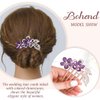 Bohend Rhinestone Hair Comb Flower Crystal Hairpieces Wedding Hair Accessories Jewelry for Women and Girls (Purple)