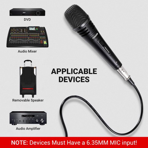 TONOR Dynamic Karaoke Microphone for Singing with 5M XLR Cable, Metal Handheld Mic Compatible with Karaoke Machine/Speaker/Amp/Mixer for Karaoke Singing, Speech, Wedding and Outdoor Activity