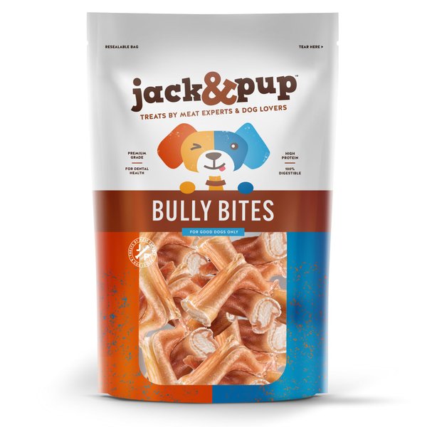 Jack&Pup Bully Stick Bites - Healthy Dog Treats for Medium & Small Dogs, All Natural, Single Ingredient for Puppies (Bully Bites 10oz)