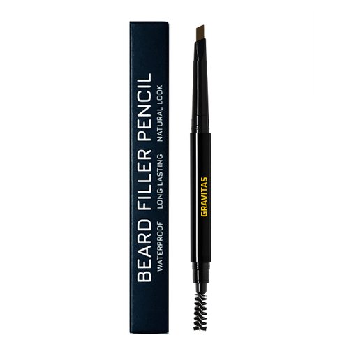 GRAVITAS Eyebrow Pencil and Beard Filler Pencil – Waterproof, Double-Ended Automatic Angled Tip & Spoolie Brush, Cruelty-Free (Dark Brown)