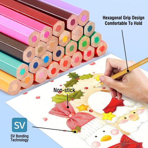 LBW Colored Pencils for Adult Coloring Books, 48 Oil Color Pencils Set, Art Supplies for Sketching, Shading, Blending, Soft Core Coloring Pencils for Adults Kids Beginners